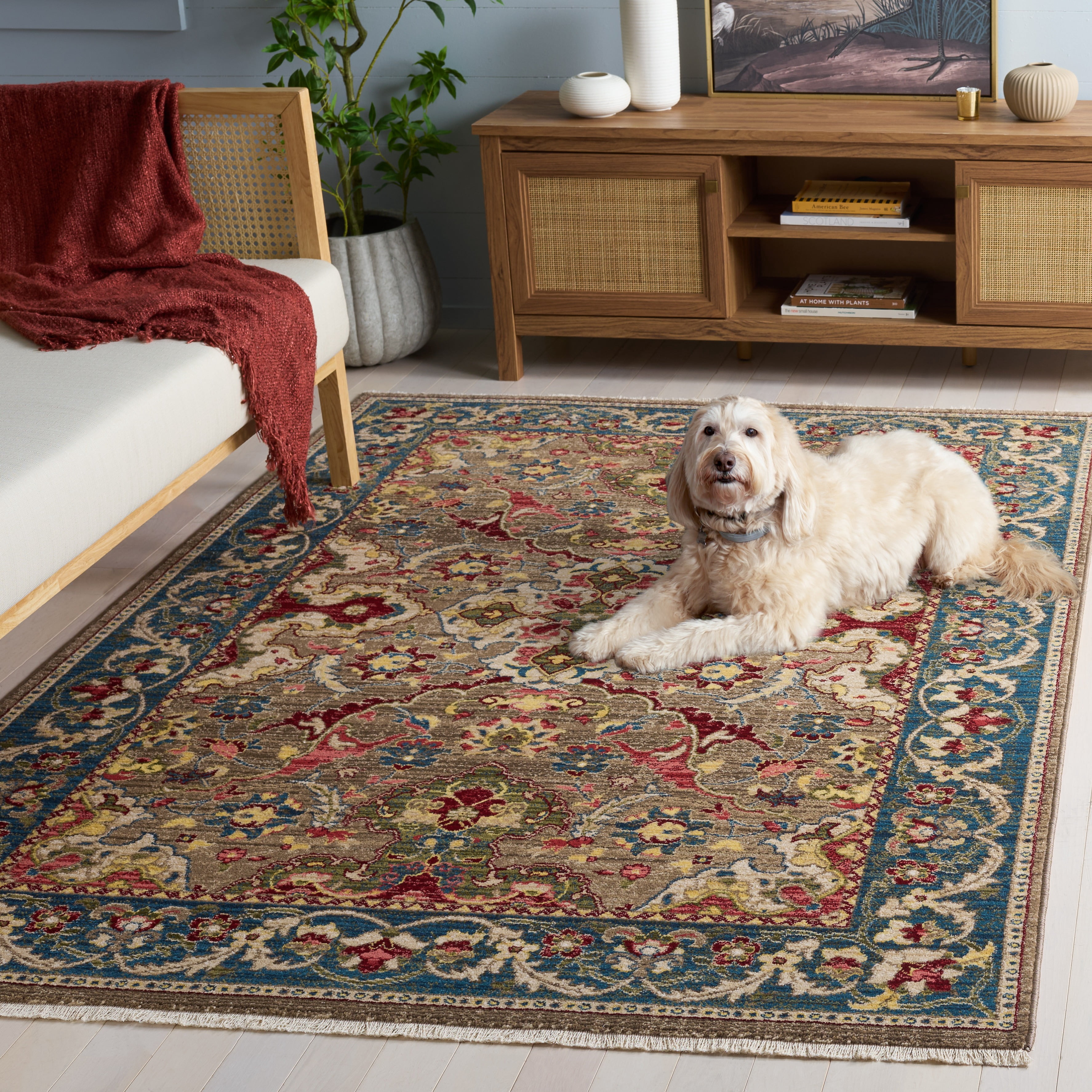 Safavieh Kashan Vincent Oriental Area Rug, Taupe/Blue, 6' x 8'
