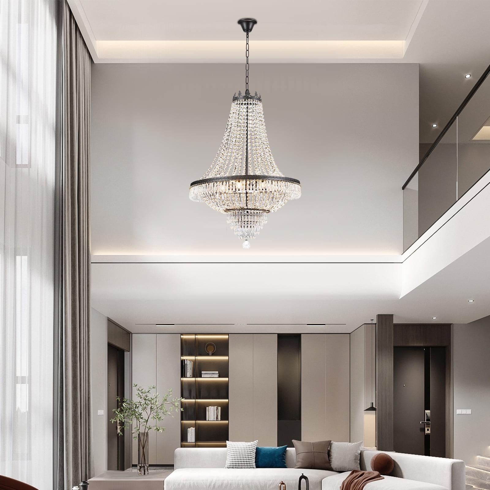 French Empire Crystal Chandelier Large Foyer Ceiling Light LED Lighting Fixture