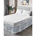 thumbnail image 4 of Vintage Blue Wrap Around Bed Skirts for Queen Bed 16" Drop, Bed Skirt with Adjustable Elastic Belt Dust Ruffle Bed Valance for Bedroom Hotel Luxury Modern Abstract Art Oil Painting Bed Frame Cover, 4 of 7