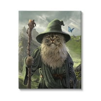 Stupell Industries Fantasy Wizard Cat Animals & Insects Painting Gallery Wrapped Canvas Art Print Wall Art, 16 x 20