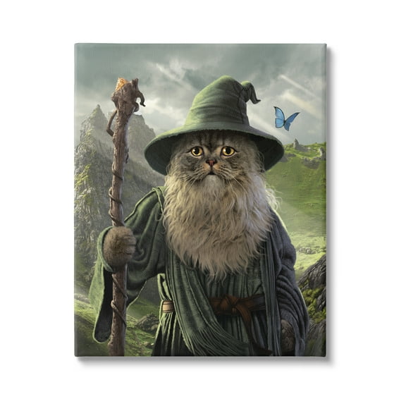 Stupell Industries Fantasy Wizard Cat Animals & Insects Painting Gallery Wrapped Canvas Art Print Wall Art, 16 x 20