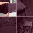 thumbnail image 4 of MALLONI HOME Twin Sheet Set - Cotton Rich Twin Bedding Sets, 3 Piece Deep Pocket Twin Sheet - Ultra Soft, Wrinkle Resistant, Quick Dry, Easy Care Twin Sheets - Burgundy, 4 of 5
