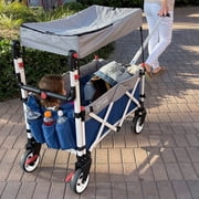 CREATIVE OUTDOOR Pack & Push Compact Stroller Wagon with Canopy, Blue