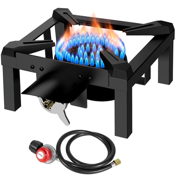 SIXDAY 1 Burner Propane Camping Stove, 100,000 BTU High Pressure Outdoor Gas Cooker with Adjustable Regulator for Camping, Frying, Brewing & Backyard Cooking