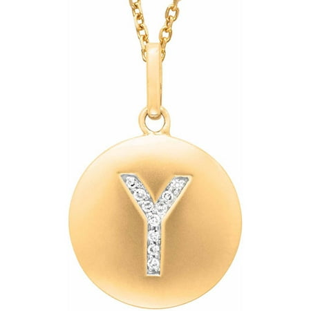Diamond Accent Yellow Gold-Plated Sterling Silver Round Initial Y Disc Pendant