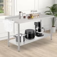 thumbnail image 2 of 60 In x24 In x35 In Stainless Steel Rolling Work Table with Adjustable Undershelf Back Guard Hooks and Removable Trash Rack - Heavy Duty Prep Station, 2 of 6