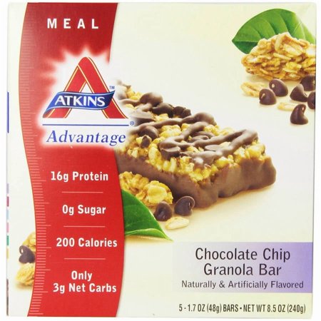 Advantage Granola Bar, Chocolate Chip, 5pc 1.7 oz bars 8.5 oz
