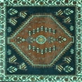 thumbnail image 1 of Ahgly Company Machine Washable Indoor Square Persian Turquoise Blue Traditional Area Rugs, 3' Square, 1 of 4