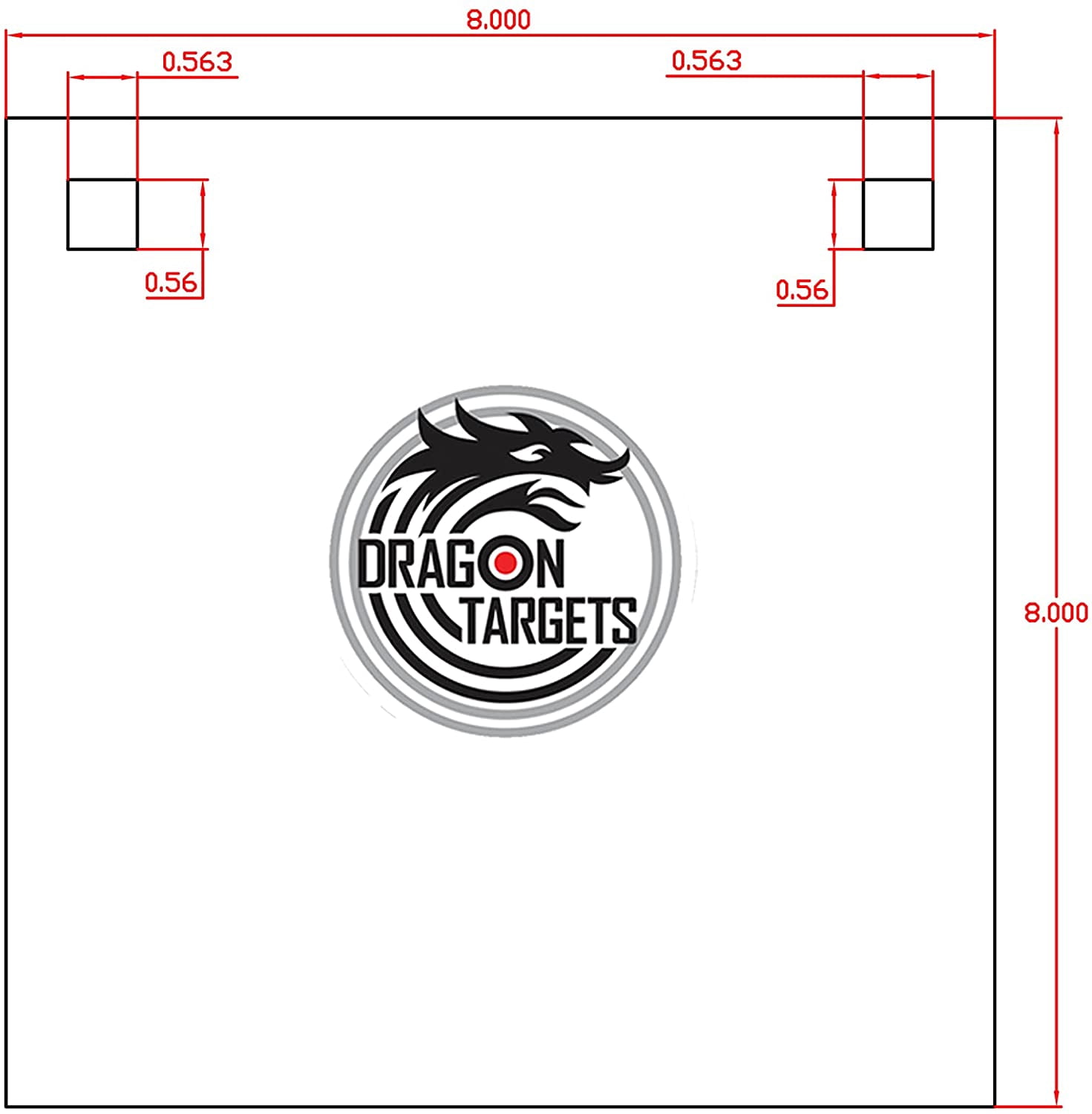 Dragon Targets AR500 Steel Targets for Shooting 3/8 inch Thick Laser Cut, Painted AR500 8" X 8" Square
