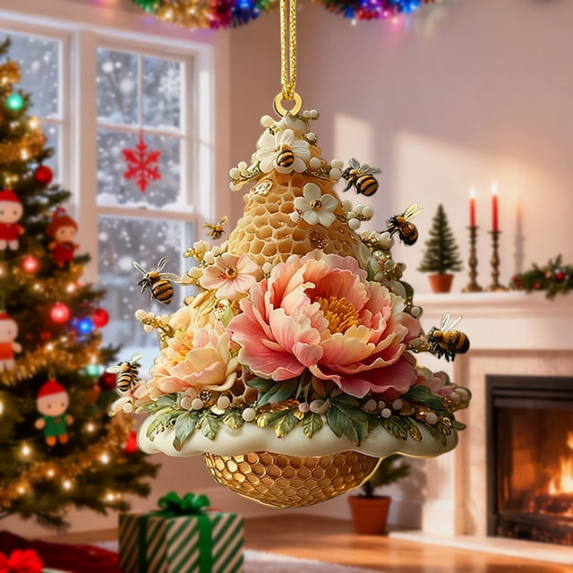 Adornos navideños vintage | Colgantes acrílicos retro | Decoraciones navideñas DIY de 8 x 8 cm para el hogar y fiestas