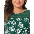 thumbnail image 5 of DARING DIVA Women's Plus Floral Lace Panel Flared Sleeve Blouse 4X Green, 5 of 6