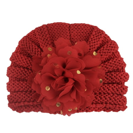 

Kaloaede Baby Hats Toddler Kids Baby Boy Girl Warm Solid Flower Knit Crochet Hat Beanie Cap