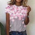 thumbnail image 1 of Hauts d'Été Grande Taille à Manches Courtes pour Femmes T-Shirt Décontracté Ample à Imprimé Floral Col Rond Imprimé T-Shirt à Manches Courtes Col en V pour Femmes en Solde, 1 of 8