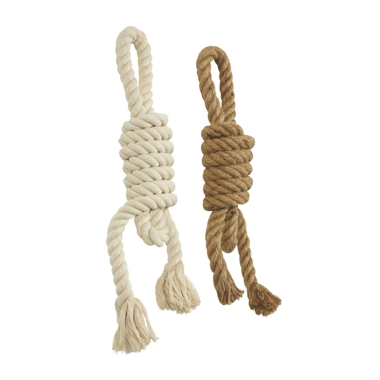 Decmode Brown Jute Handmade Knotted Rope Buoy Wall Decor (2 Count)