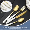thumbnail image 5 of Gold Silverware Set, 24 Pieces Flatware Set with Silverware Holder, Stainless Steel Knives Forks Spoons Cutlery Set Service for 6, Kitchen Utensil Tableware Set with Pink Handle (White), 5 of 7