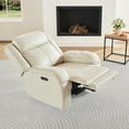 thumbnail image 4 of CHITA Genuine Leather Power Recliner Chair with Adjustable Headrest, Cream, 4 of 17