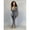 Silver, variant on Sequin Long Sleeve Ruffle Hem Suit (L, Black)