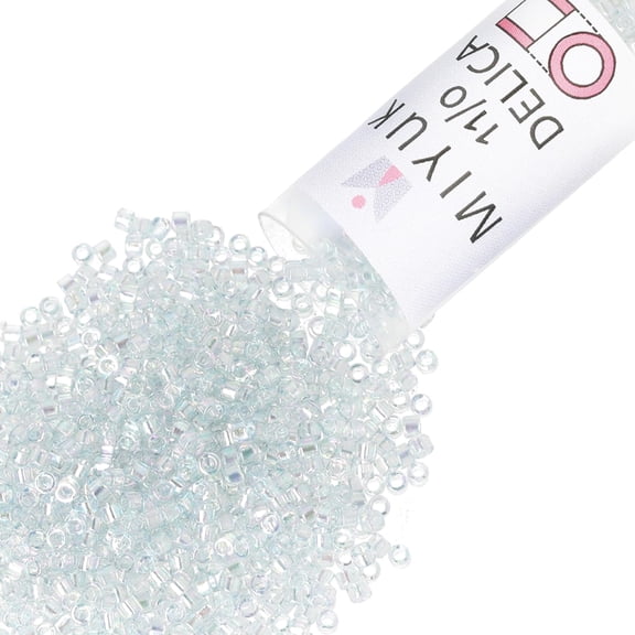Miyuki Delica Seed Beads – Size 11/0 (1.6 mm), DB0110, Transparent Light Blue AB, 7.2 g, Approx. 1440 Beads