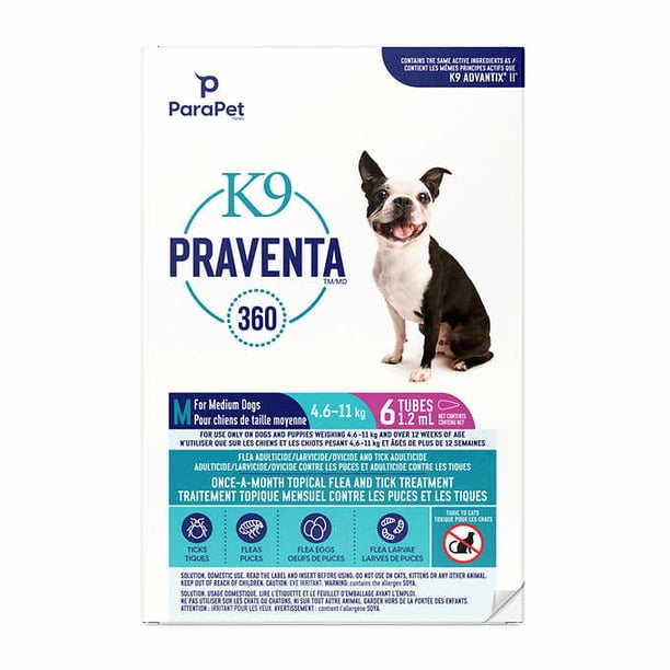 Parapet K9 Praventa 360 Flea and Tick Treatment for Dogs 4.6kg to 11kg