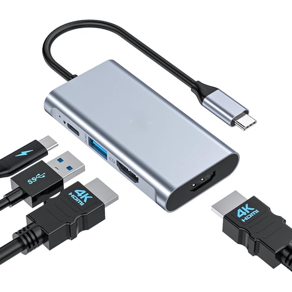 TOTU 4 in 1 USB C to HDMI Adapter, Type C to Dual HDMI Adapter