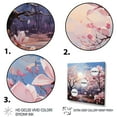 thumbnail image 3 of Designart "Pink Blue Magnolias landscape Pointillism Dot" Floral Floater Framed Wall Art Living Room, 3 of 7