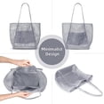 thumbnail image 5 of Nausy Beach Bag for Women Mesh Tote Bag Foldable Shoulder Handbags with Zipper Pocket for Vacation, Gray, 5 of 5