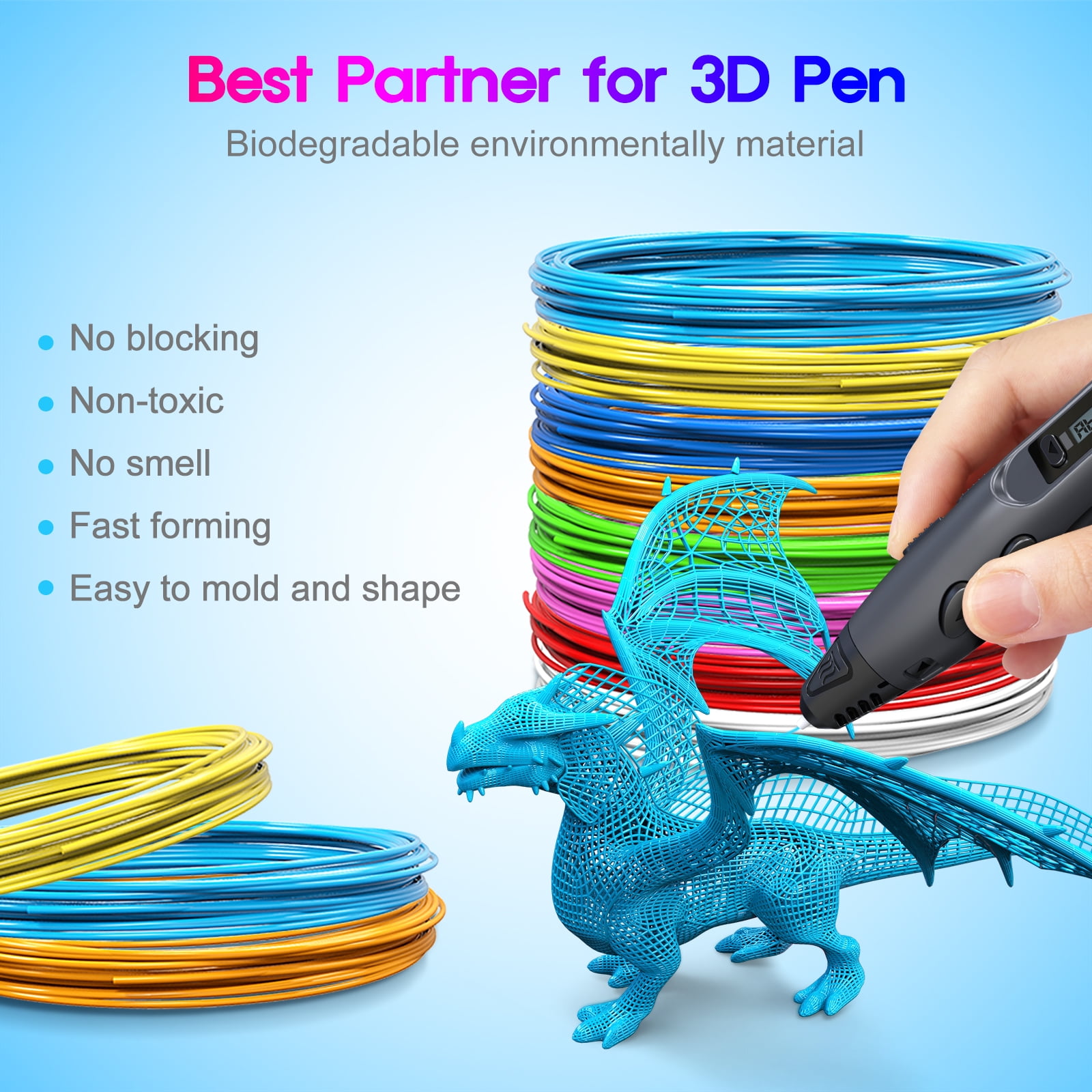 3D Pen Print Filament - 20 Bundle Printer PLA Refills - Printing Refill  Plastic