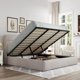 thumbnail image 1 of King Size Lift Up Storage Bed, Modern Wingback Headboard, No Box Spring Needed, Hydraulic Storage, Light Beige My Lux Decor Round, 1 of 6