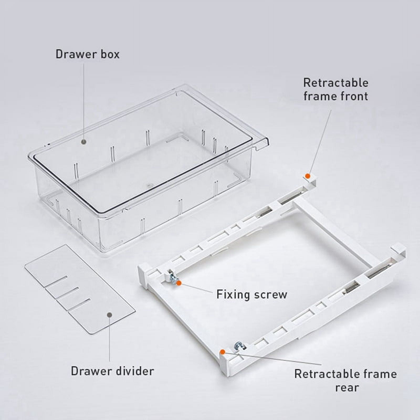 Refrigerator Organizer Bins, Pull-out Fridge Storage Drawer, Freely Pullable Storage Box with Divided Sections Fit for Fridge Shelf Under