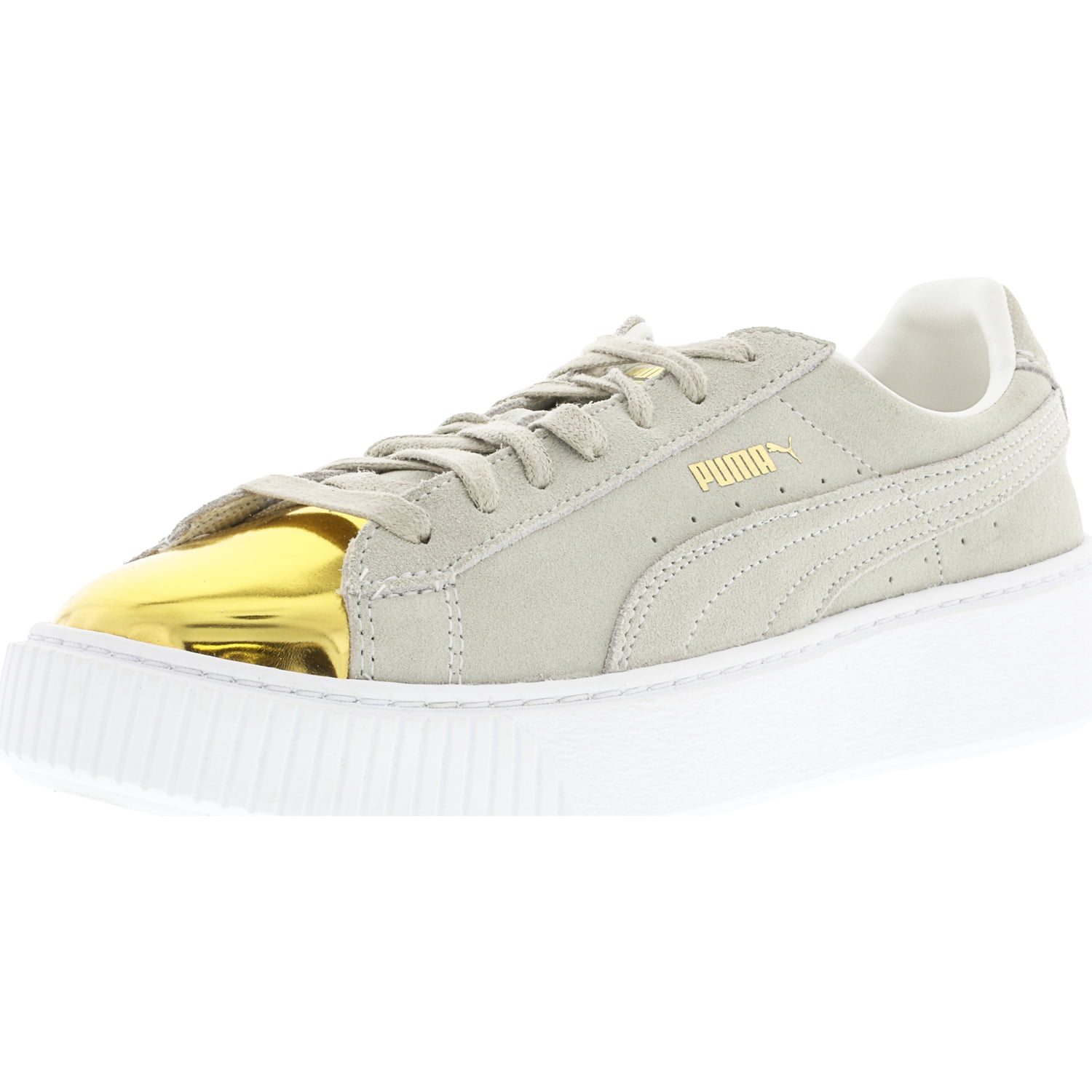 puma suede platform white gold