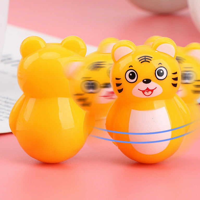 Kripyery 8Pcs Cartoon Animal Tumbler Toys Classic Broken-proof Mini Size  Children Learning Nodding Tumbler Toys for Kids 