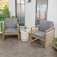 thumbnail image 2 of Gable Mid-Century Modern Roped Acacia Wood Outdoor Patio Chair with Cushions, Gray/Teak Brown (Set of 2), 2 of 9