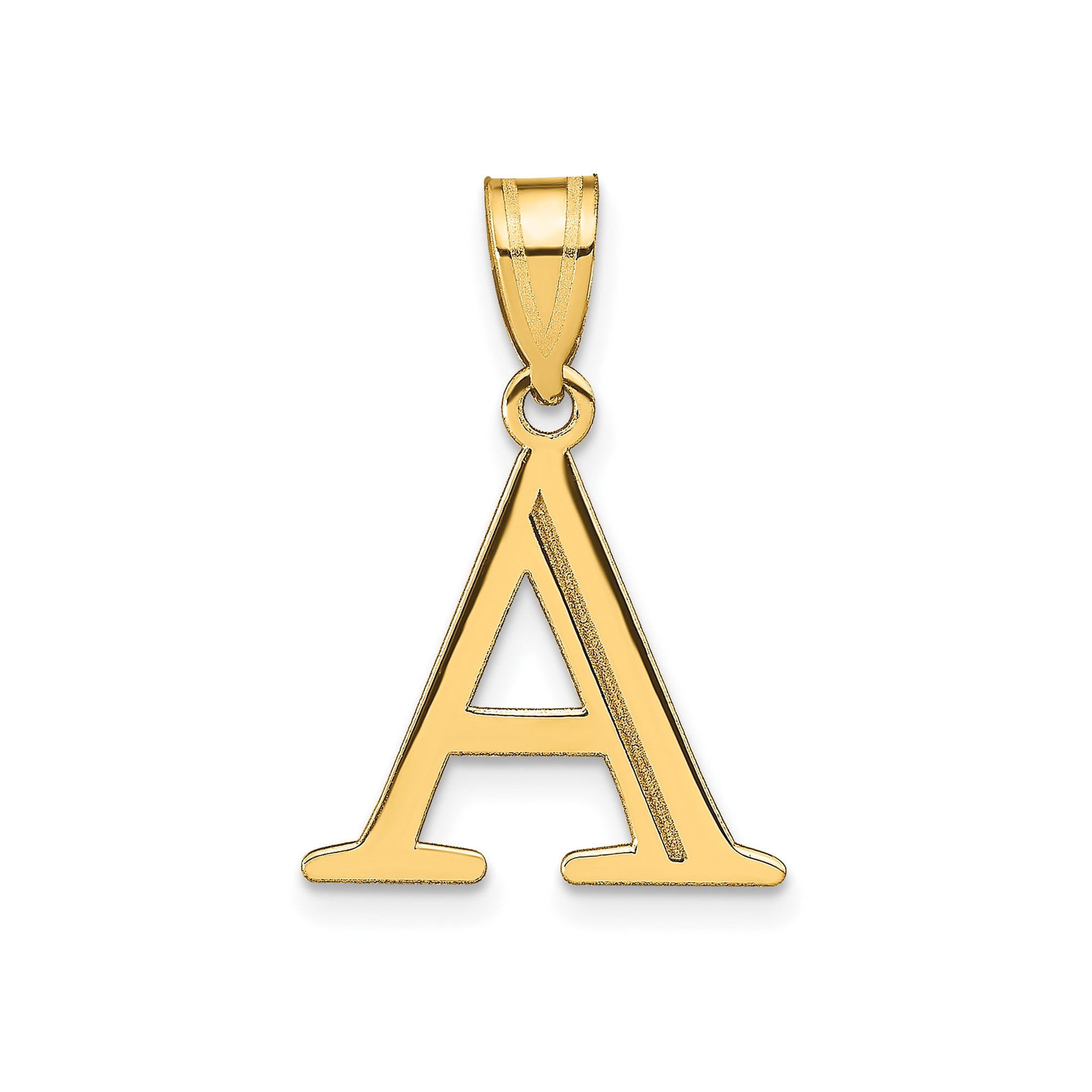 14k Yellow Gold Initial A Pendant Necklace for Women or Unisex, Polished Block Letter Charm, Cutout Monogram Jewelry for Identity or Name Customization