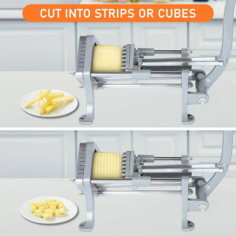  SeewtLice Commercial French Fry Cutter Stainless Steel, Potato  Cutter for Fries with 3/8Inch Blade, French Fries Cutter with Suction Feet,  Suitable for Cucumber, Potato, Carrot: Home & Kitchen