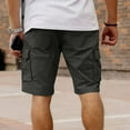 thumbnail image 4 of Men's Drawstring Waist Casual Cargo Shorts, Loose-Fit Solid Color Work Shorts with 6 Pockets (Breathable Poly-Cotton Blend) ,Black M, 4 of 5