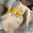 thumbnail image 5 of Peony Embroidered 100% Wool Scarf, 180x30cm, Luxury Winter Wrap & Gift,180*30cm,3, 5 of 25