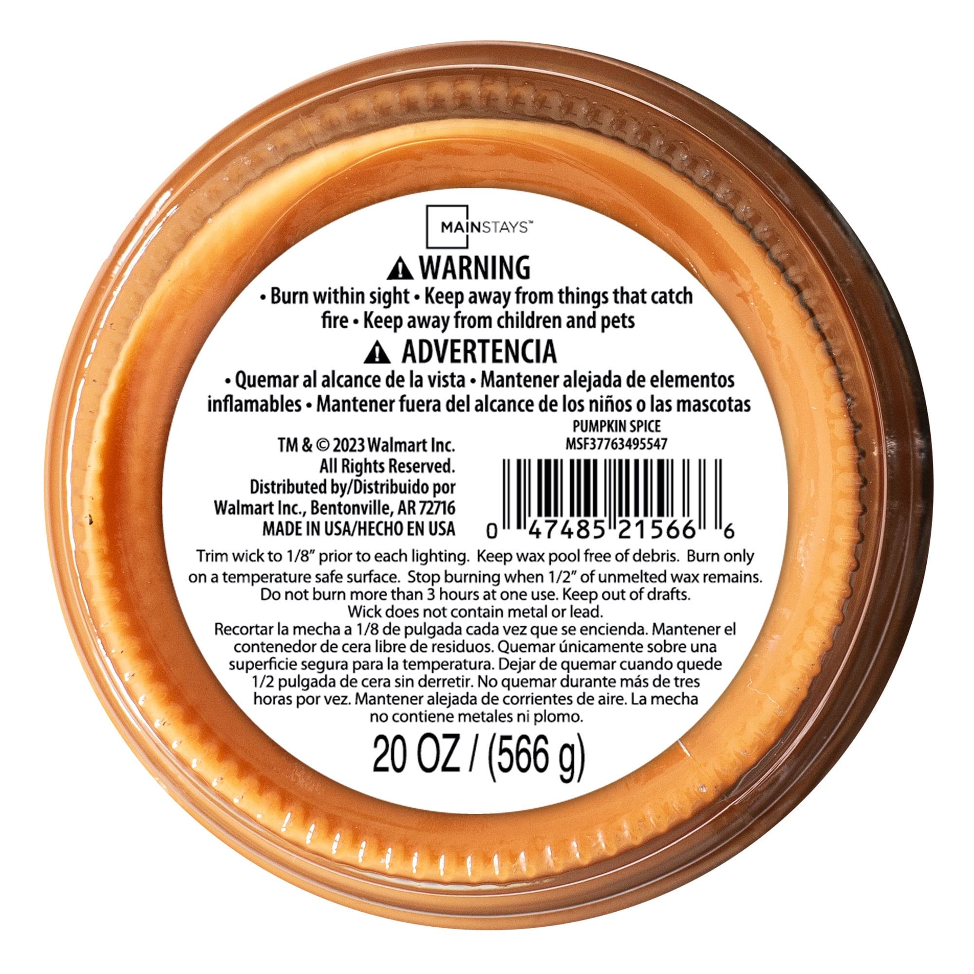 Mainstays Pumpkin Spice Scented Single Wick Candle, 20 oz.