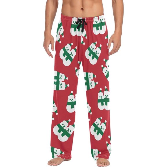 GZHJMY Christmas Snowman Pajama Pants for Men, Lounge Pants Lightweight Men Pajama Bottoms with Drawstring Pockets, Christmas New Year Birthday Gifts, Medium