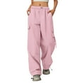 thumbnail image 2 of Fozruso Girls Cargo Jogger Pants Cargo Pants For Girls Casual High Waisted Drawstring Loose Fit Pants Clothing Teen Girls Jogger Pants Sizes 12-13 Years, 2 of 6