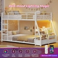 thumbnail image 5 of Plonmago Twin Size Bunk Bed with Storage Drawers,Sling Bookshelves,Power Outlet,LED Light,Metal Floor Bunk Twin Over Twin with Guardrail,Metal Slats,No Box Spring Needed,White Low Loft Bed, 5 of 8