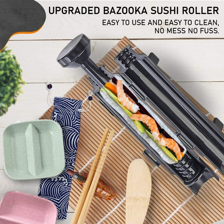 Sushi Making Kit - Bamboo Sushi Mat, All In One Sushi Bazooka Maker with  Bamboo Mats, Paddle, Spreader, Sushi Knife, Chopsticks Holder, Cotton Bag 