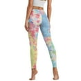 thumbnail image 2 of Renewold Tie-dye Pink Blue Leggings for Women with Pockets Running Pants Tight High Waisted Spandex Graphic Leggings Stylish Essential Pants Scrunch Butt Lifting, XL, 2 of 8