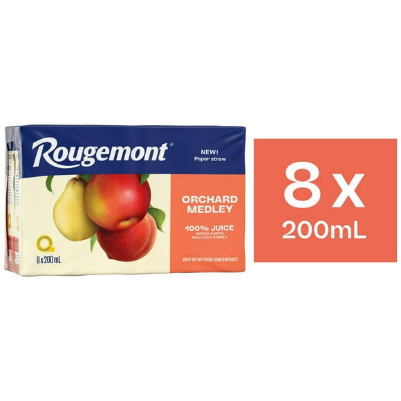 Boîtes de jus de fruits mélangés aux fruits du verger Rougemont 8 x 200 ML