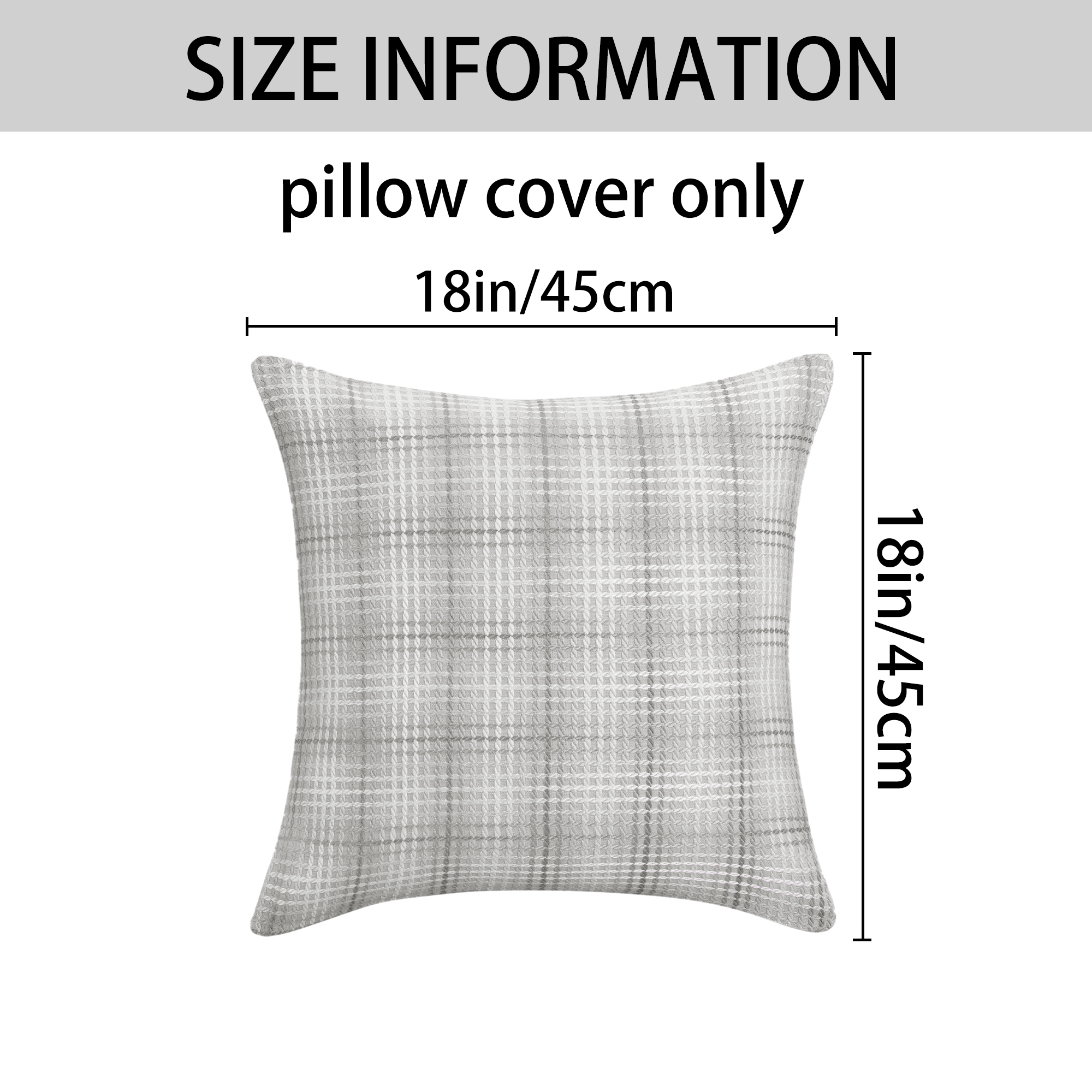 Unique Bargains Plaid Decorative Throw Pillow Covers Pack of 2 Grey 18" x 18"
