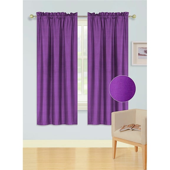 Gorgeous Home Linen Modern Purple Solid Print People Rod Pocket Room Darkening Kitchen 63 in x 35 in