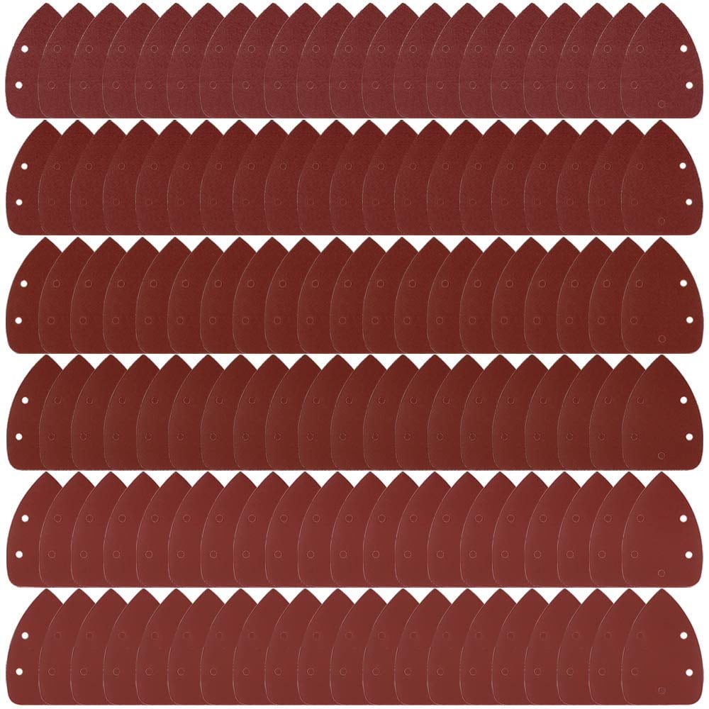 SciencePurchase 120 Pack Mouse Detail Sander Sandpaper - Includes 40, 60, 80, 120, 180, and 240 Grits (20 Sheets of Each Grit), Hook and Loop, 5 Hole