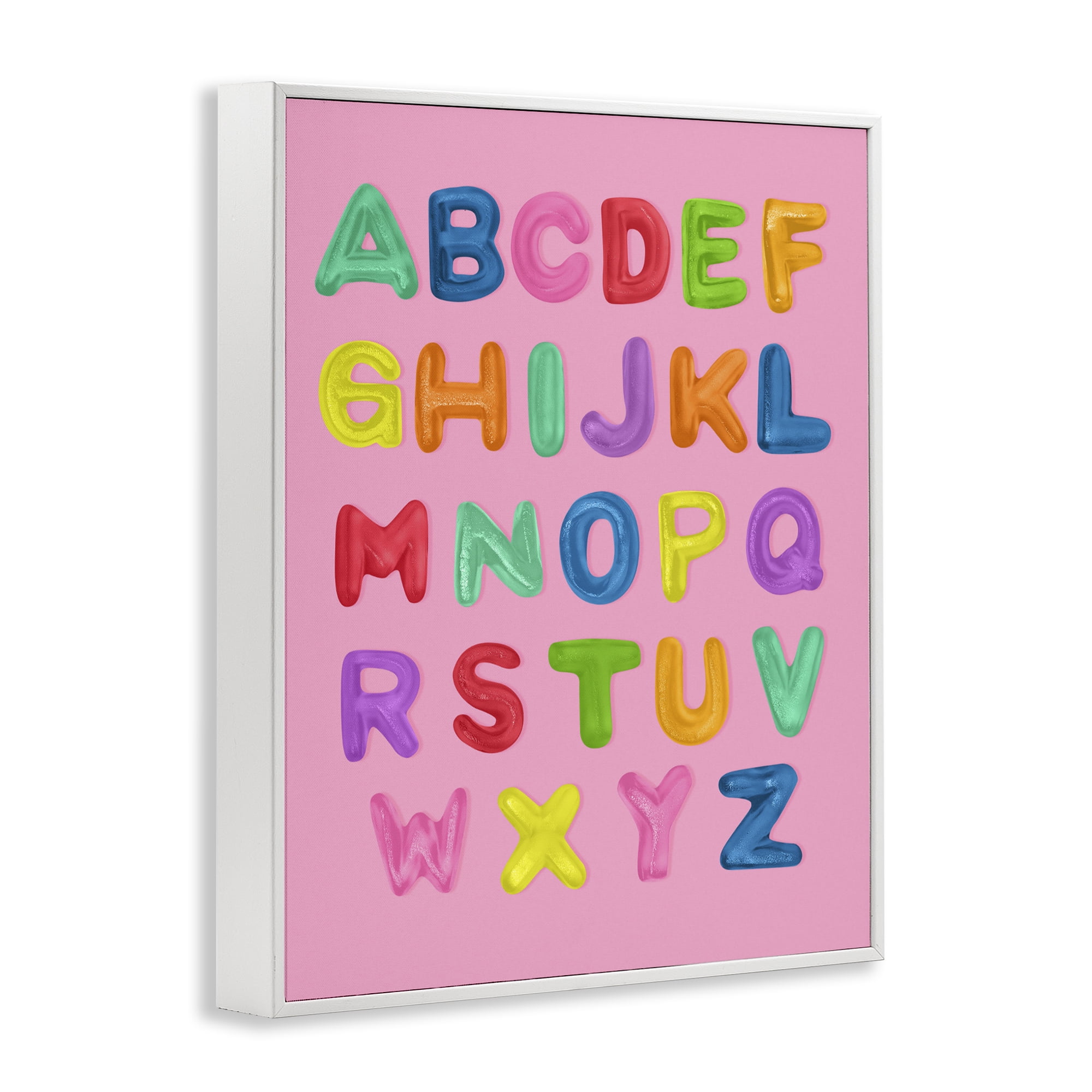 Stupell Industries Gummy Alphabet over Pink White Framed Giclee Art, design by LISH Creative