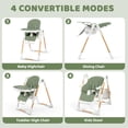 thumbnail image 5 of AILEEKISS Foldable High Chair for Baby, Toddler Eating Chair with Detachable Double Trays, Natural Green, 5 of 11