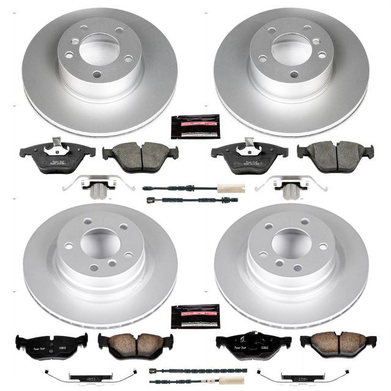 PowerStop Front and Rear Geomet Coated Brake Rotor and Pad Kit Fits: BMW Select Models CRK6072