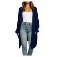 thumbnail image 3 of CHUANK Womens Patchwork Cardigan Long Sleeve Open Front Knit Sweaters Coat Pockets Yellow M, 3 of 6